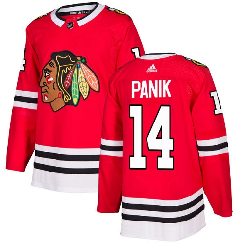 Adidas Blackhawks #14 Richard Panik Red Home Authentic Stitched NHL Jersey - Click Image to Close